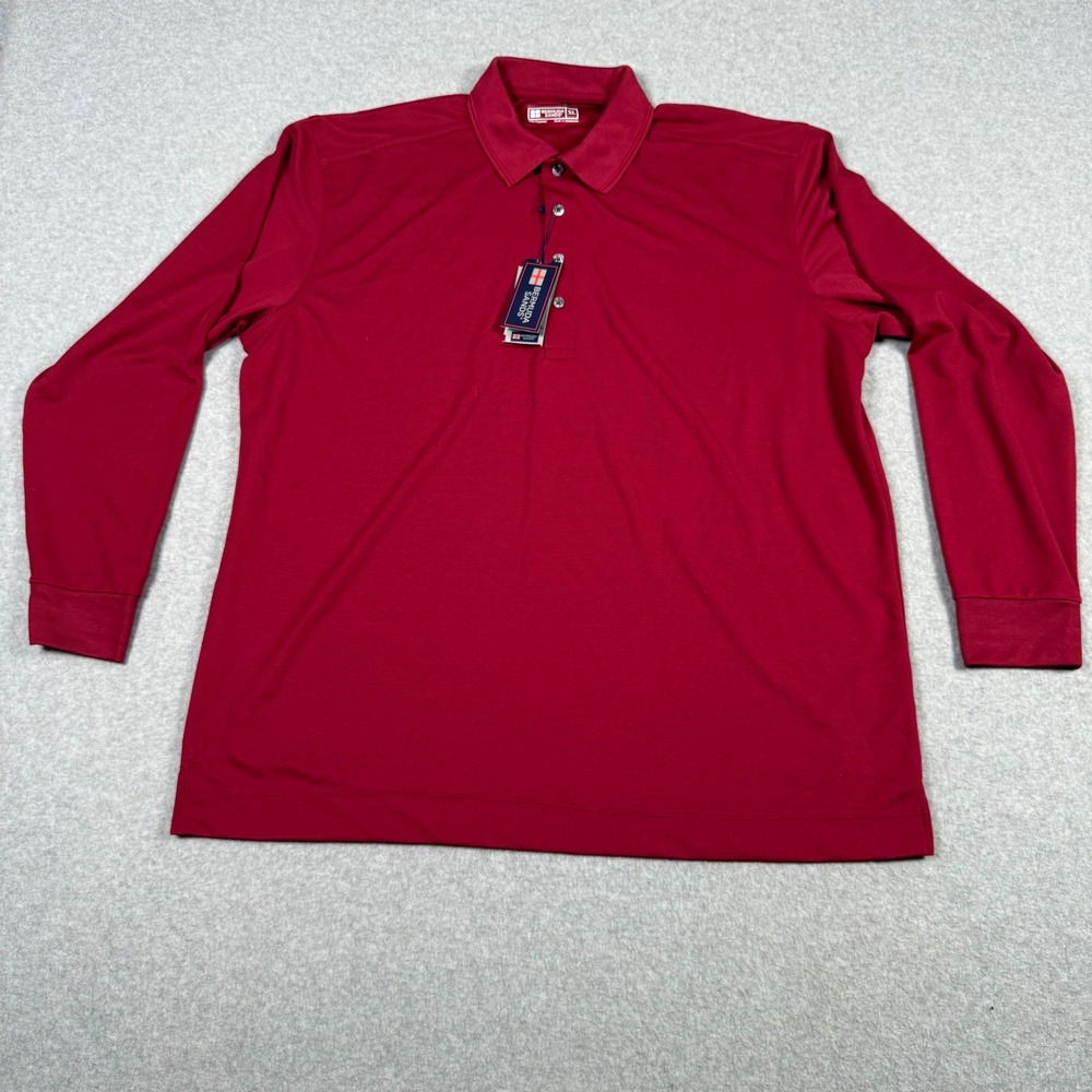 Bermuda Sands Cambridge Mens XL Long Sleeve Golf Polo Shirt Cabernet Red NEW